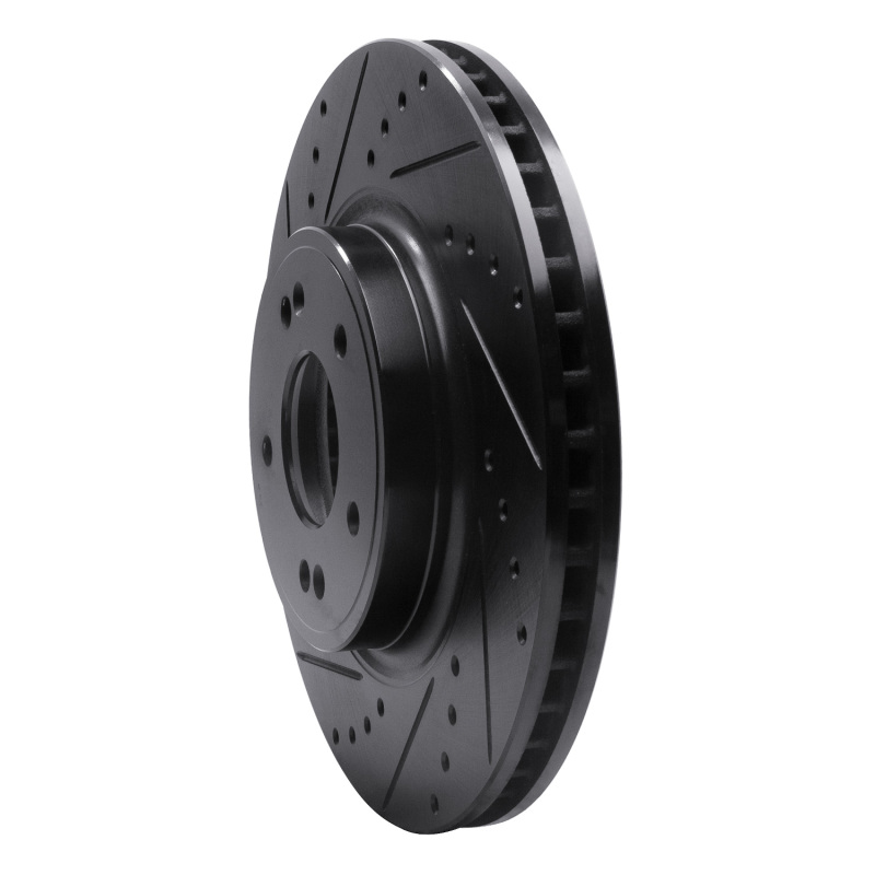 Genesis G70 Brake Rotor (1) - Front Left - R1 Concepts - Drilled & Slotted - Black - `18-`23